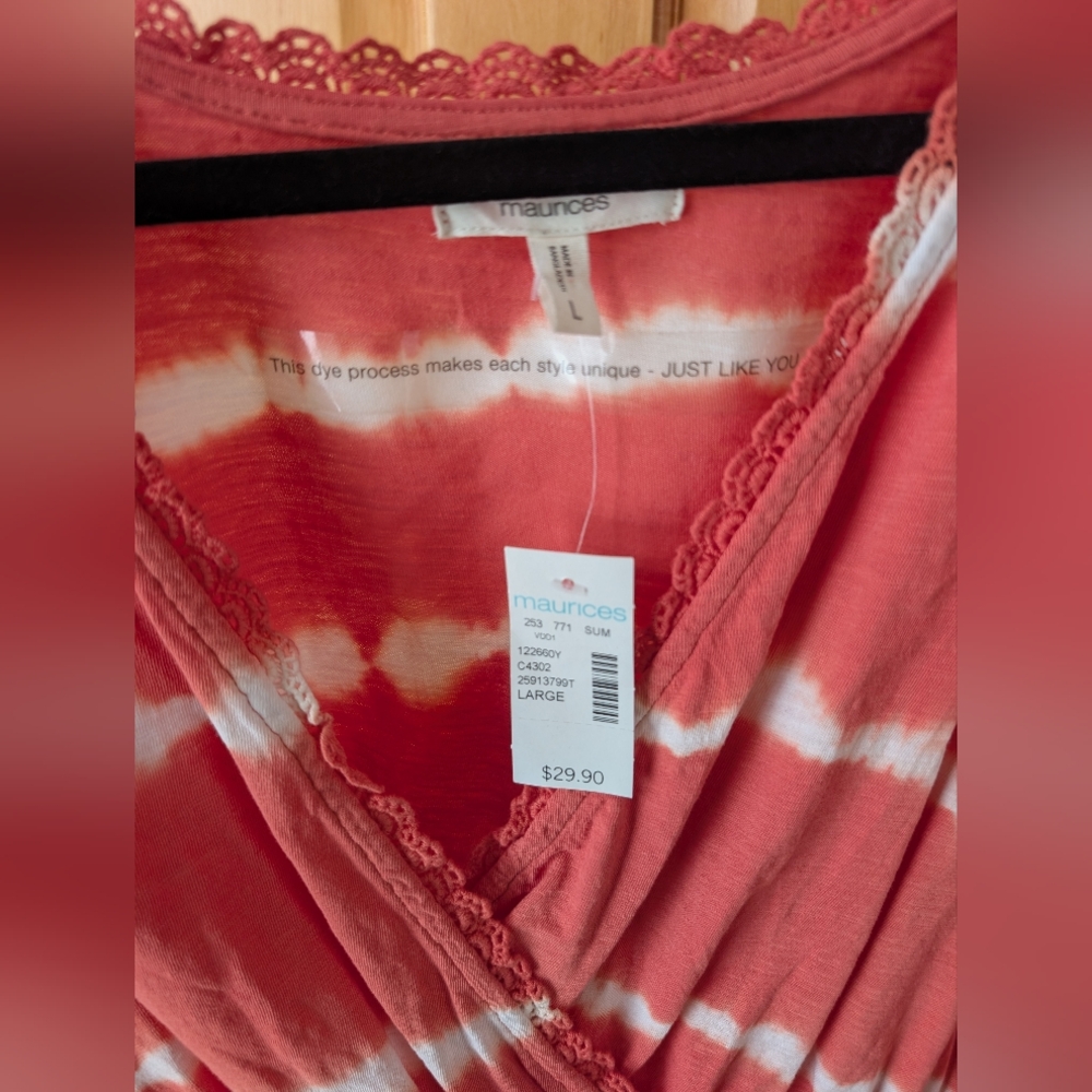 Maurices Coral and White Boho Blouse - Picture 2 of 6